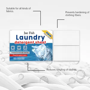 Jue Fish laundry detergent sheets 30 pieces pack for effective fabric stain removal
