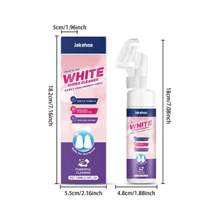 Nettoyant Jakehoe pour chaussures blanches avec dimensions précises et détail de brosse