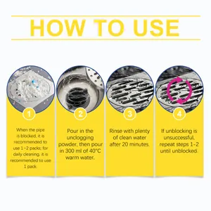 Step-by-step instructions for using pipe unclogging powder effectively.