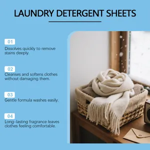 Benefits of laundry detergent sheets featuring stain removal and long-lasting fragrance