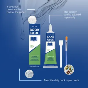 Profi 60ml transparenter Buchreparaturkleber Set mit Auftragspinsel und Schaber Werkzeug