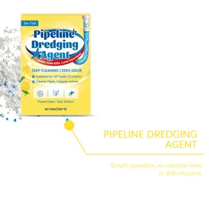 Jue Fish pipeline dredging powder detail showing packaging and cleaning granules