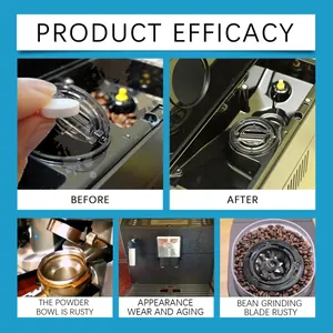 Comparison showing before and after efficacy of coffee machine deep cleaning tablets