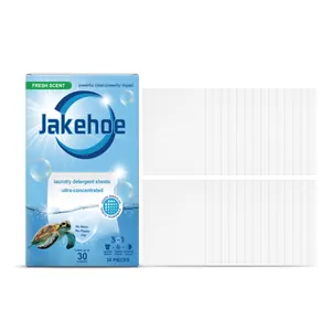 Jakehoe ultra-concentrated laundry detergent sheets, 30 loads pack for fresh scent cleaning