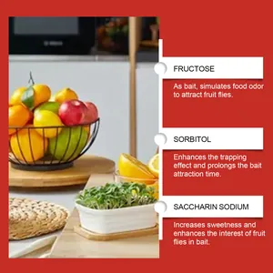 Detail of fruit fly bait ingredients including fructose, sorbitol and saccharin sodium