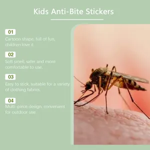 Detalle de parches antimosquitos para niños que muestra beneficios y características.