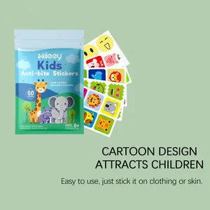 Pegatinas antimosquitos para niños con dibujos de animales y aceite natural de eucalipto.