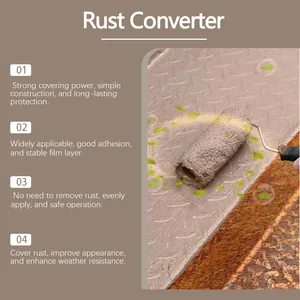 Detailansicht der Rostumwandler-Farbe auf Metalloberfläche mit Produktmerkmalen