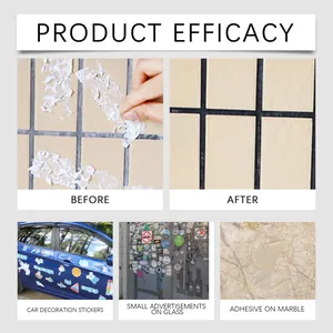 Detail showing multi-purpose adhesive remover efficacy on glass and car sticker residue
