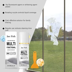 Detailed view of high performance multi-functional adhesive remover being used on glass