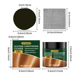 Comprehensive dimensions and size details for the Jaysuing leather care conditioner set