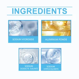 Detail view of active ingredients in jakehoe drain cleaner including sodium hydroxide