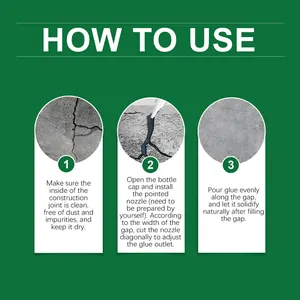 Three-step instruction guide for applying multi-purpose floor joint and crack repair glue