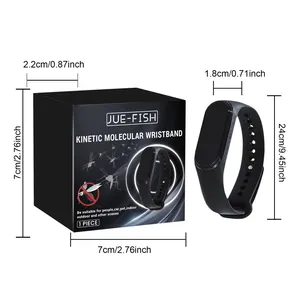 Jue-Fish zwarte siliconen muggenwerende armband met gedetailleerde afmetingen