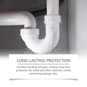 Detail view of a leaking water pipe showcasing long-lasting waterproof bonding protection.