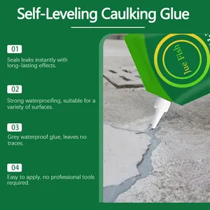 Close-up detail of Jue Fish grey self-leveling caulking glue filling a concrete floor crack