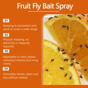Detailbeeld van fruitvliegen op sinaasappels met alle kenmerken van de lokaasspray