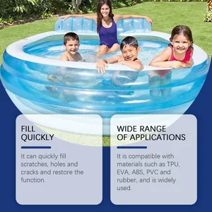 Detailed view of repair kit benefits for TPU and PVC inflatable pools and mattresses