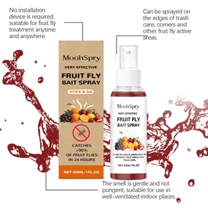 Detailweergave van MoonSpry fruitvlieglokaasspuitfles en professionele verpakking