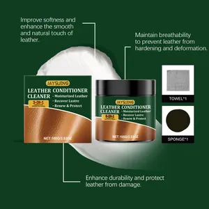 Detail view of Jaysuing 3-in-1 leather conditioner cleaner kit with sponge and towel.