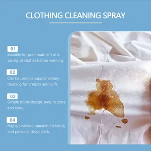 Vue détaillée du spray de nettoyage pour vêtements éliminant les taches sur tissu