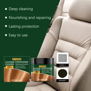 Professional 3-in-1 leather conditioner cleaner kit including sponge and towel