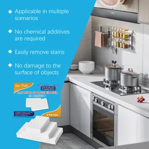 6-piece JUE FISH high-density cleaning sponge erasers for kitchen and bathroom stains.