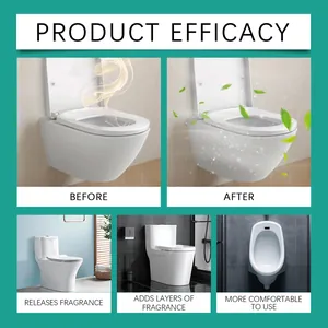 Visuele vergelijking van de effectiviteit van toiletreinigingsspray voor en na het gebruik