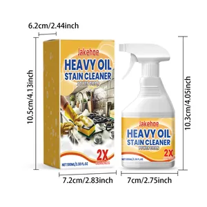 Dimensiones del limpiador de grasa Jakehoe 100ml botella de spray y caja de embalaje