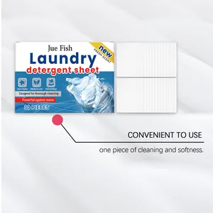 Detailed view of Jue Fish laundry detergent sheets for effective stain removal.