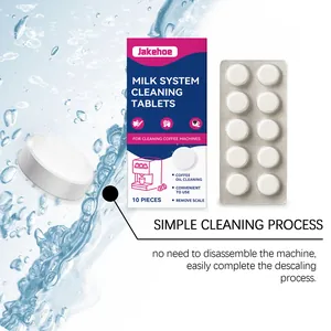 Tablettes de nettoyage Jakehoe pour système de lait des machines à café, pack de 10.