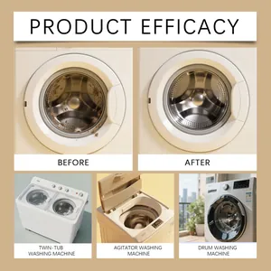 Washing machine cleaning tablets efficacy showing before and after drum cleaning results