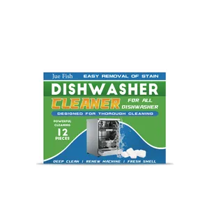 Jue Fish dishwasher cleaner tablets for stain removal and machine maintenance, 12 pieces
