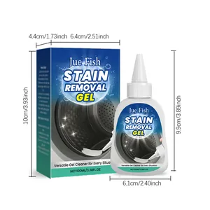 Detaillierte Größen für Jue Fish 100ml Mehrzweck Fleckenentferner Gel mit Verpackung