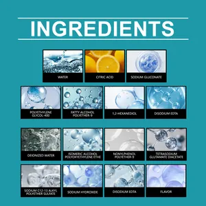 Detailed ingredient list infographic for JUE FISH fabric stain remover set