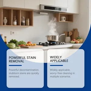 Close-up of a clean kitchen scene with a steaming pot on the stove for stain removal