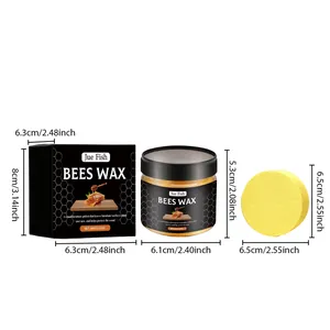Detailed dimensions of Jue Fish beeswax furniture polish kit with applicator sponge tool