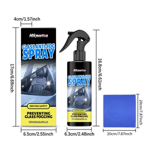 Dimensioni dettagliate di Hikmarion spray antiappannante, flacone e panno blu