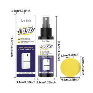 Vue détaillée du réducteur de jaunissement plastique Jue Fish avec dimensions.