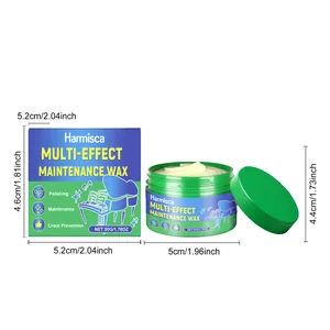 Detailed dimensions of Harmisca multi-effect instrument maintenance wax jar and box.