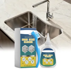 Deep cleaning home stain cleaner gel set for tile grout with blue scrubbing brush