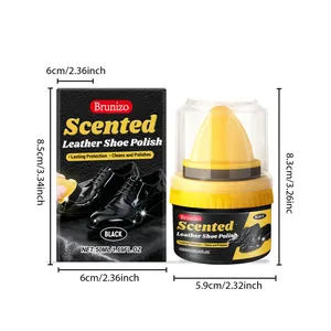 Brunizo black leather shoe polish 50ml with sponge applicator and product dimensions