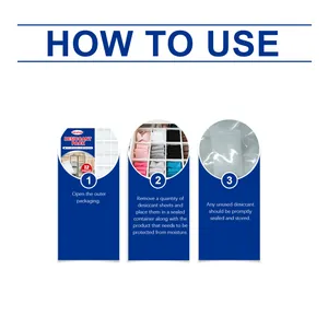 Three-step instructional guide for correctly using JAKEHOE household desiccant sheets