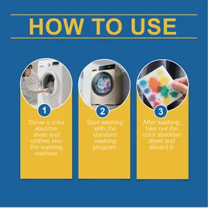 Step-by-step instructions for using laundry color absorber sheets in a washing machine