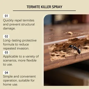 Effectieve termietendodende spray voor bescherming van houtstructuren binnen en buitenhuis