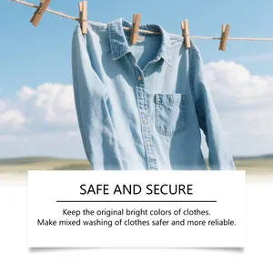 Laundry color catcher sheets shown with a clean denim shirt on a sunny clothesline