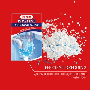 Close-up of Jakehoe pipeline dredging agent powder with packaging on red background