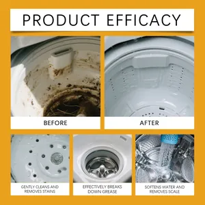 Before and after comparison of washing machine cleaner efficacy for deep stain removal