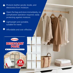 Detail view of 12-pack desiccant moisture absorber for wardrobe and home storage