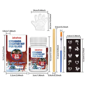 Starter-Set für Glasätzung mit Paste, Pinsel und Schablonen inklusive Maßen